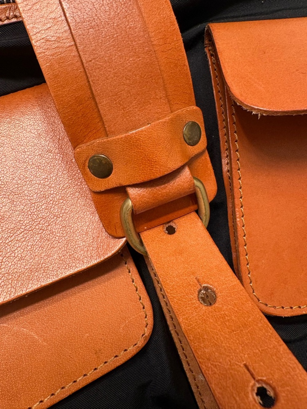 Free People Navy Blue Crossbody Bag with Tan Leather Trim - Picture 6 of 6